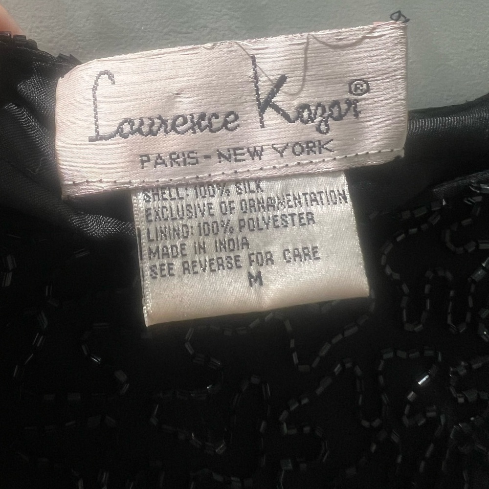 Laurence Kazar Paris–New York Silk Evening Skirt | Beaded Maxi, 2 Side Slits (M) - Picture 6 of 8